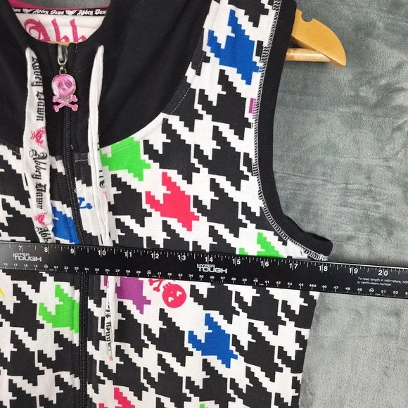 Vintage Abbey Dawn Avril Lavigne Hoodie XL Rainbow Houndstooth Y2K Punk Skater - Picture 6 of 10